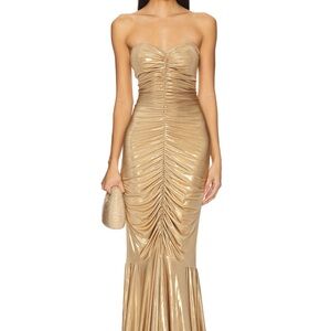 Norma Kamali Gold Strapless Dress